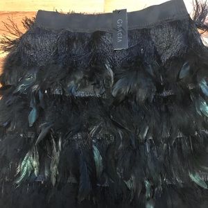 GRACIA Black Feather Skirt